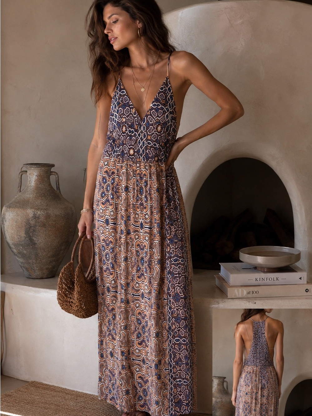 Tigerlily Boho Printed Open Back Maxi Dress